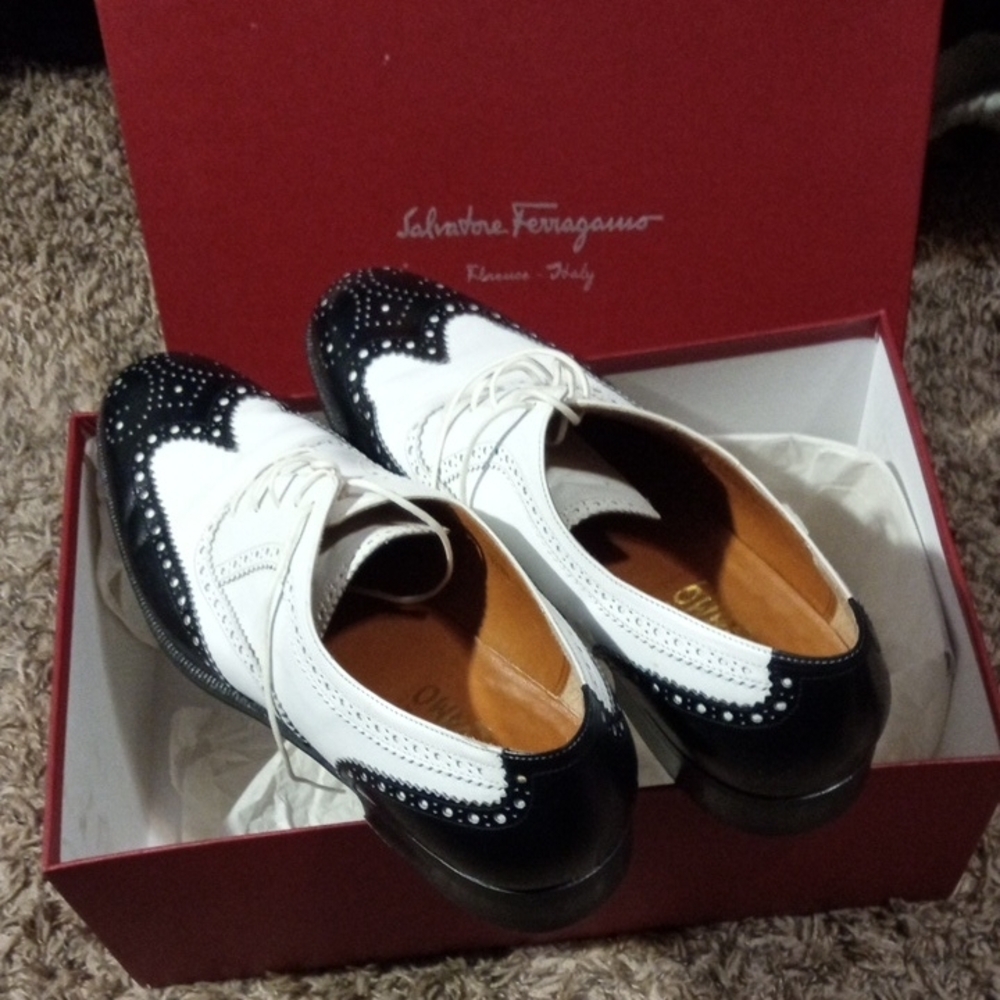 Salvatore Ferragamo men’s  Black and White Brogues